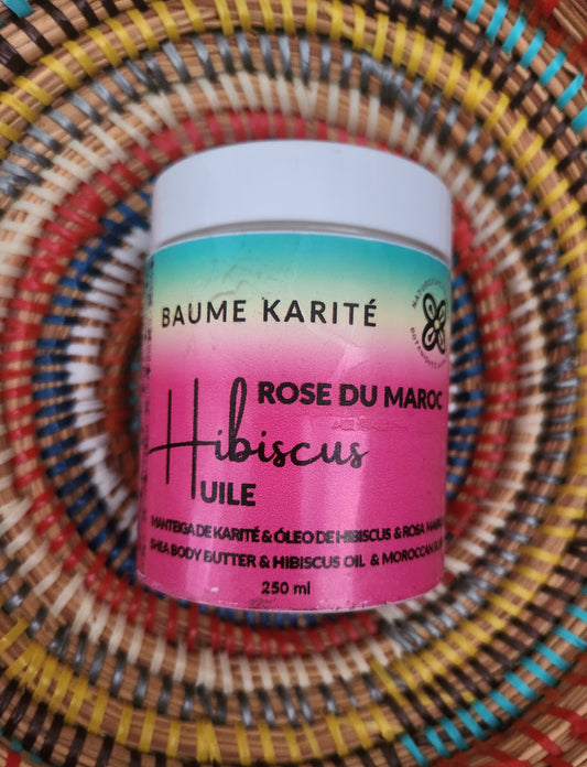 Baume cocooning, karité, Huile d'hibiscus et rose du Maroc